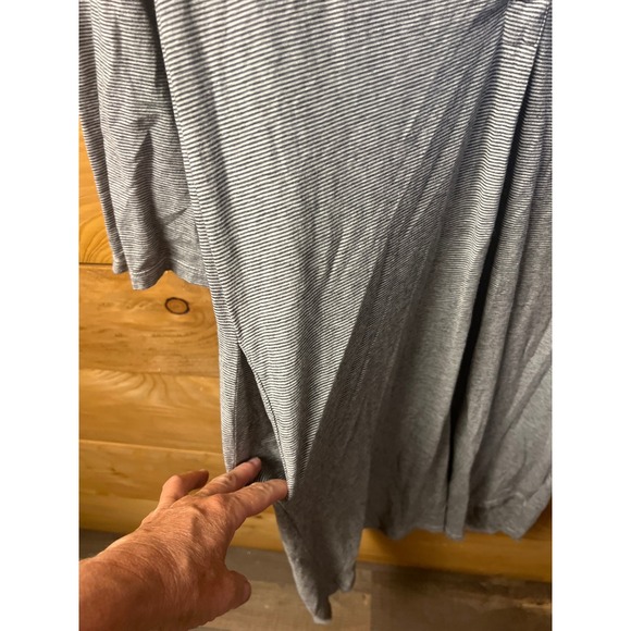 CP Shades XS‎ Striped Tunic Mini Dress Gray White Long Sleeve Casual Cotton Wool - Picture 2 of 7